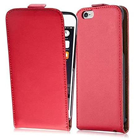 cadorabo Case works with Apple iPhone 6 / iPhone 6S in CHILI RED - Flip Style Case made of Smooth Faux Leather - Wallet Etui Cover Pouch PU Leather Flip
