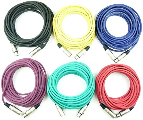 1 Set Adam Hall Mikrofonkabel je 10 m in den Farben Rot, Gelb, Grün, Blau, Vilolett, Schwarz, XLR female auf XLR male DMX Audio Studiokabel (10 m, Mehrfarbig, 1)