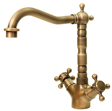Landhausstil Nostalgie Retro Kreuzgriff Küchen Armatur Antik Messing Sanlingo