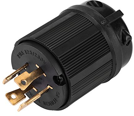 4-poliger Netzstecker, 25 V / 250 V, 20 A, US-Twist-Lock, zum Anschließen an einen Generator mit 125 V / 250 V Volt
