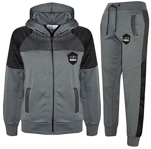 A2Z 4 Kids Boys Girls Tracksuit Sports Jogging Suit A2Z Original Badged - T.S Mesh 304 Charcoal 11-12