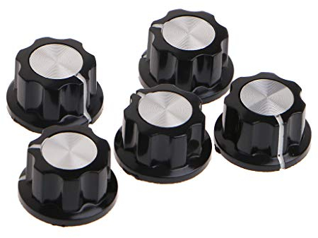 BIlinli 5-stückige MF-A01 Potentiometer-Knopf-Kappe Innen 6mm Drehschalter Bakelit WH118 WX050 - Schwarz, Rotary, Drehbar, AUF-AUF-AN
