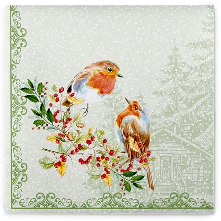 Mank Airlaid-Servietten 40x40 cm | Premium Einweg-Serviette | textilähnlich und saugstark | perfekt für Weihnachtsfeiern & Adventsfeiern | Weihnachtsservietten | 50 Stück | Pippa in Grün