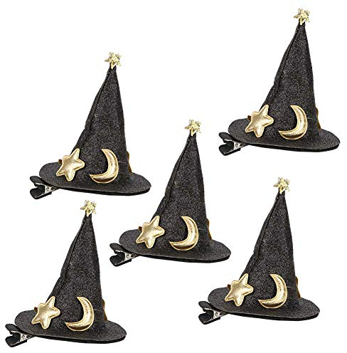 HERCHR 5 Stück Hexenhut Haarspange für Kinder Halloween Haarschmuck