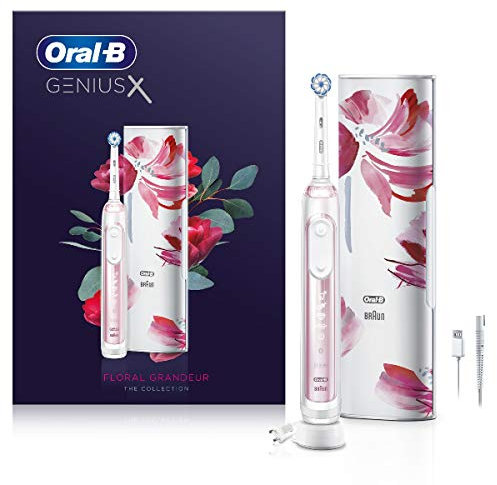 Oral-B Genius X Electric Toothbrush with Artificial Intelligence, App Connected Handle, 1 Toothbrush Head & Travel Case, 6 Mode Display with Teeth Whitening, 2 Pin UK Plug, Blush Pink