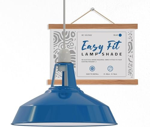 Moderne Retro-Lampenschirme aus Metall, Deckenlampenschirme, einfach zu montierende Lampenschirme, für Vintage-Industrie-Pendelleuchten, Schlafzimmer, Küche, antiker Lampenschirm (Blau)