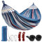 YDPlaier Hamac double d'extérieur en toile de coton pour 2 personnes, 260 x 150 cm, jusqu'à 300 kg, bleu, parfait pour le camping, extérieur/intérieur, terrasse, jardin