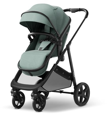 Mompush Wiz 2 in 1 Baby Stroller with Infant Pramette Mode, One Hand Fold Convertible Newborn to Toddler Stroller with Reversible Seat and Large UPF 50+ Canopy