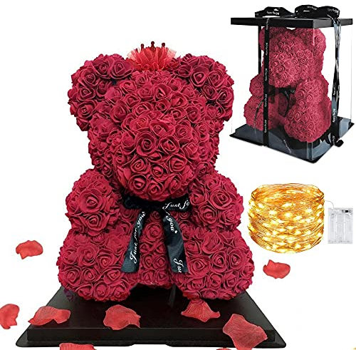 GRINADA® Orso Di Rose 40 Cm Orsetto Di Rose Grande Orsacchiotto Di Rose Orsetto Di Fiori Teddy Bear Rose Idea Regalo Per Fidanzata Compleanno Regali Anniversario Per Lei Anniversario San Valentino