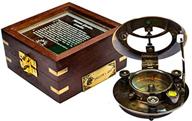 SAILOR'S ART Hatton Garden London Sonnenuhr, Messing, antik, mit Holzbox
