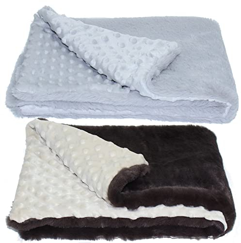 Primawela Hundedecke Katzendecke Decke mit Namen Bestickt Minky Rabbit Plüsch Welpendecke (Grau, 75x100 cm)