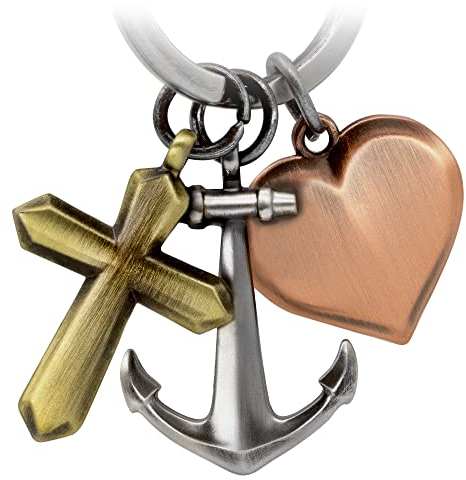 FABACH Glaube Liebe Hoffnung Schlüsselanhänger - Geschenk Anhänger Kreuz Herz Anker Schlüsselanhänger - Dreifarbige Symbole Charm Faith Hope Love