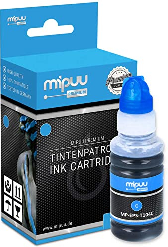 Mipuu Tinte Kompatibel mit Epson 104 Cyan Blau für ET1810 ET2710 ET2711 ET2712 ET2714 ET2715 ET2720 ET2721 ET 2726 ET2726 ET2810 ET2811 ET2812