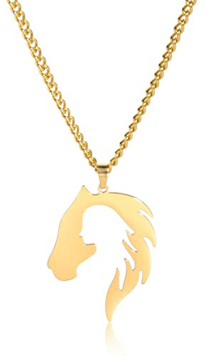 LIKGREAT Mädchen und Pferd Anhänger Halskette Pferd Liebhaber Halsketten Charm Freundschaft Edelstahl Schmuck Pferd Geschenke für Mädchen Frauen Geburtstag Jahrestag (Gold)