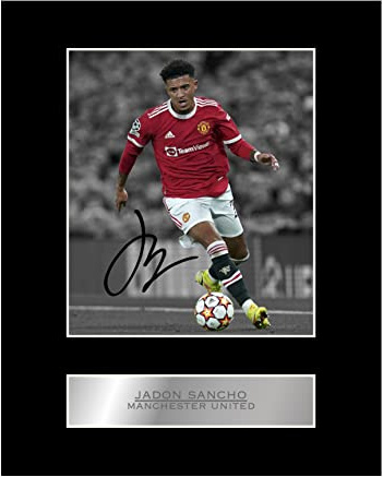 Jadon Sancho vorgedrucktes Foto, signiert, mit Passepartout, #11, gedrucktes Autogramm-Bild