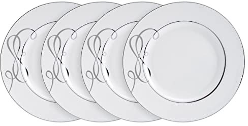Mikasa Love Story Platinum Banded Dinner Plates, Set of 4
