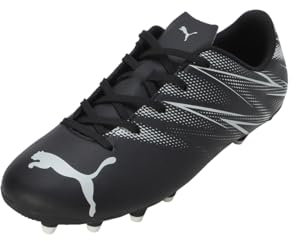 PUMA Unisex Kids Attacanto Fg/Ag Jr Zapatos de fútbol, Puma Black Silver Mist, 34 EU
