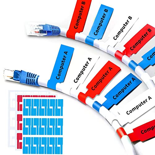 Etiquetas de cable, 90 etiquetas autoadhesivas para cables, resistentes al agua, resistentes al desgarro, etiquetas para marcar y organizar cables