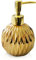 Ceramics Gold Soap Dispenser for Bathroom, Round Soap Dispenser with Delicate Embossed Rhombus Design (Gold)