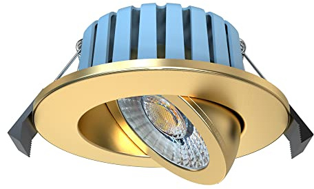 LITECRAFT Lydia Recessed Downlight 7 Watt Bathroom Tiltable LED Spotlight - (Satin Brass)