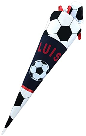 Husse Schultüte Zuckertüte Stoff Wunschname Fussball blau rot Bayern