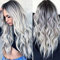 PORSMEER Halloween perücke damen silbergrau ombre lang locken Natürliche Kunsthaar Wig mit Mittelscheitel für alltagstauglich Cosplay Kostüm Fasching Party,aschblond