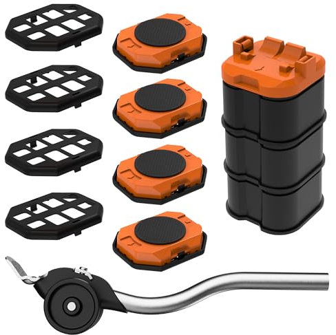 El Innovador Elevador y Deslizador de Muebles para Muebles Pesados, con Control de Altura, Mueve Fácilmente Objetos Pesados en Pisos de Madera y Alfombras (Naranja)