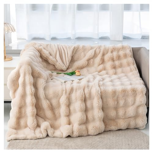Ergocar Kuscheldecke, Weiche Künstliches Kaninchenfell Decke, Flauschig Sofadecke Doppelgesicht Dicke Decke für Couch, Stuhl und Bett, Dekorative für alle Jahreszeiten