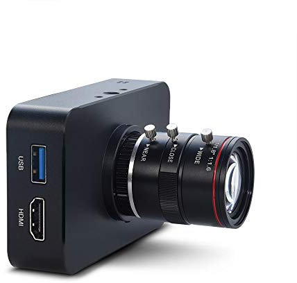 MOKOSE Cámara HDMI de 12 MP 1080P USB HD Streaming Enseñanza Webcam, grabación 4K a 30FPS Industria C/CS-Mount Cámara soporta lapso de tiempo y toma fotos ráfagas con lente de zoom manual sin