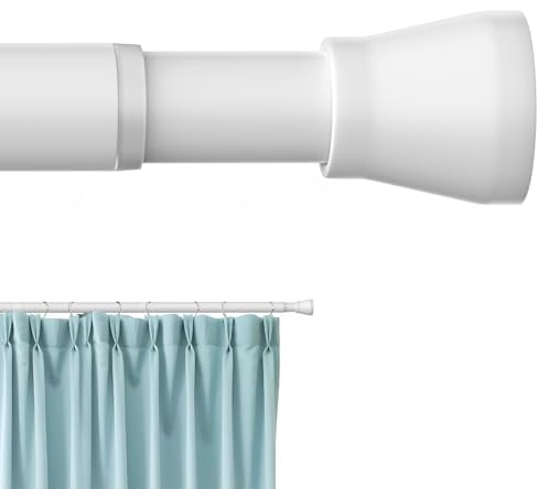 AIZESI 1 Stück Gardinenstange ohne Bohren Teleskopstange Vorhangstange Duschvorhangstange Spannstange Verstellbare Gardinenstange Klemmstange für Gardinen, Badezimmer Weiß 110-190CM (Durchmesser 22mm)