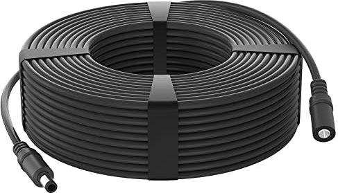 Hiseeu Câble d'extension d'alimentation mâle femelle 15 m 5,5 mm x 2,1 mm 5,5/2,1 mm 12 V CC 20 AWG pour caméras de sécurité CCTV IP caméra extérieure Bullet Camera