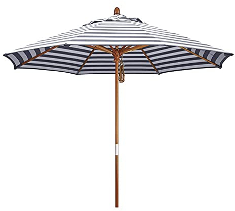 Sonnenschirm Aus Holz, Terrassenschirm, Leicht, Große Schutzhülle Mit Windschutz, Lichtbeständig Und Langlebiger, Strandschirm Für Den Außenbereich (Gestreift, 2,1 M)