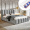MOTIVENA Grand Bubble Bett 160x200, Polsterbett 160x200 Samt, mit Bettkasten, mit Stauraum, mit Lattenrost, mit Kopfteil, Matratze H3, Grau Hellgrau