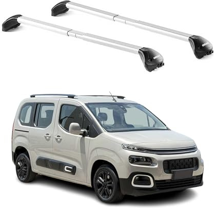 OMAC Dachträger für Citroen Berlingo 2008-2026 Silber | TÜV geprüft, Abschließbar mit 4 Schlössern, bis 100 kg Traglast, Edelstahlband mit Gummischutz, Querträger, Grundträger