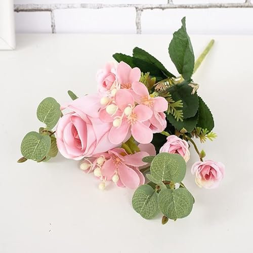 LLMTYO Rose Soie Fleur Artificielle Mariage Mariée Tenant Fleur Jardin Chambre Décoration Bouquet Bureau Fausse Fleur