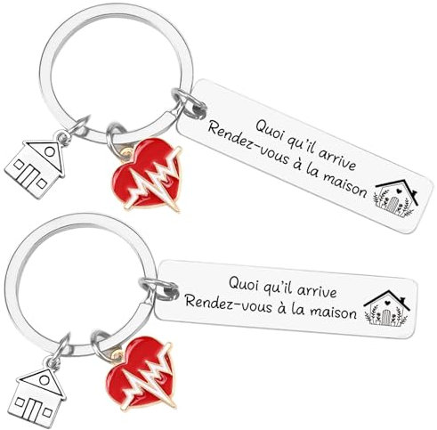 MNBVBV 2 Pcs Porte clef Couple Premiere Maison Porte-clés Couple de Mode Porte-clés Personnalisé Porte-clés en Acier Inoxydable Ensemble de Porte-clés pour la Maison Porte-clés Amour Couple (4)