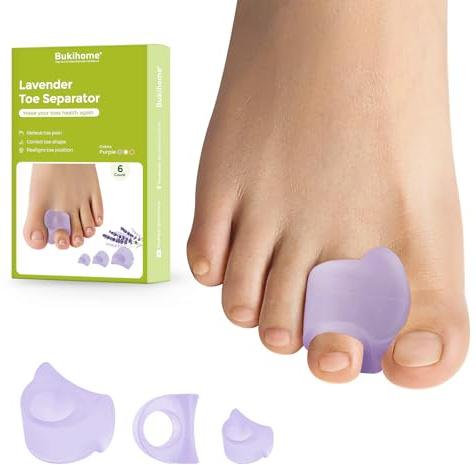 Bukihome Zehentrenner für überlappende Zehen, 6 Stück Gel-Zehenspreizer zur Bunion-Korrektur, Zehenspreizer zur Verhinderung von Reibung und Druckentlastung, für Große und Kleine Zehen