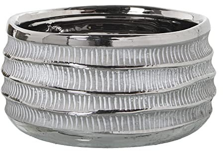 MACETERO CERAMICA BLANCO/PLATA °20X10CM