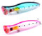 2PCS 40.3g Angellocher, Schwimmende Loder Popper Köder Topwater Angellocher Große Popper Angellocher Salzwasser Angeln Künstliche Harte Loder Bass Thunfisch Popper Loder für Bass, Pike (Rosa + Blau)