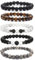 HTTDSLF 5PCS Perlenarmband Herren mit schwarzen 8MM Tigerauge Armband Set Elastische Lavastein Naturstein Armband Herren Perlen Vatertag Armband Schmuck Geschenk für Männer Frauen