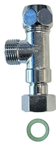 CLAGE Raccord en T 3/8 en laiton pour chauffe-eau instantané | Robuste, trois raccords 3/8, montage facile, distribution d'eau sécurisée, accessoire pour chauffe-eau CLAGE 89611