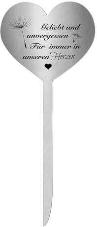 Grabschmuck Wetterfest, Grabstecker Edelstahl Herz, Grab Deko, Grabdekoration Wetterfest, Friedhof Deko, zum Andenken (Stil B)
