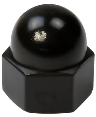Dadi Ciechi Esagonali in Plastica (Nylon 6.6), Dado a Cappuccio con Testa a Sfera, Bloccaggio e Copertura Filettature, Uso Industriale, Domestico - M8 - Nero - 20 pezzi - Plastic Hardware Store