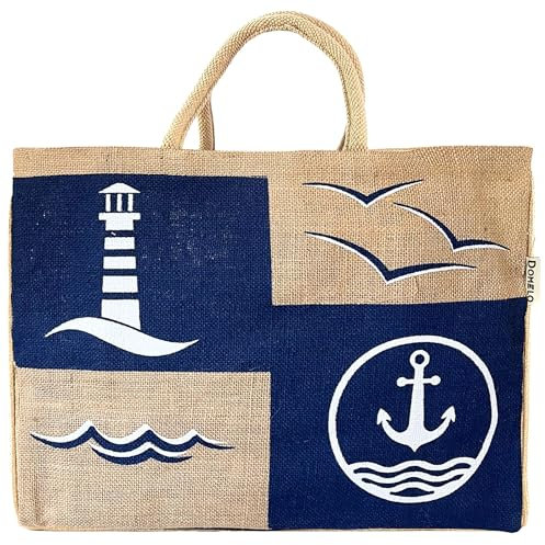 Domelo Einkaufstasche groß Jute Tasche Strandtasche XXL Arbeitstasche Damen Badetasche Beach Bag faltbar große Handtasche Korb einkaufen Shopping Bag Jutetaschen mit Aufdruck Tragetasche Einkaufskörbe