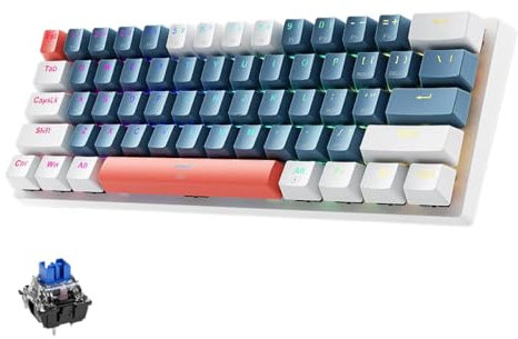 QPSJXN MACHENIKE K500-B61 60 por ciento Teclado de Juego mecánico 61 RGB enchufado RGB Compatible con Varios Sistemas(US Blue Switch)