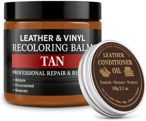 Laxmorph Leder Reparatur Set Hellbraun, Lederfarbe Autositze, Lederreparatur Creme, Auto Leder Reparatur Set, Leder Auffrischen, Färben, Flüssigleder & Lederfarbe mit Lederpflegemittel