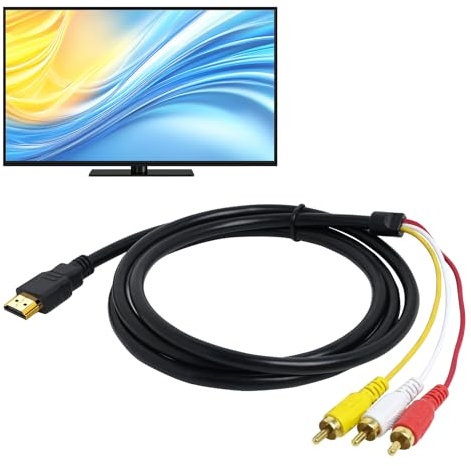 Eddrfy Cable HDMI vers RCA 1,5 m, Convertisseur HDMI vers AV Audio Video Compatible avec PS2, Wii, Adaptateur AV Console Rétro, Présentations, Home Cinéma Prend en Charge 1080p