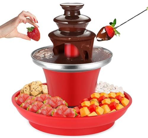 YZRDCXM 3-Tier MINI Chocolate Fountain,Mini Chocolate Fondue Fountain,Stainless Steel Electric Chocolate Fondue Fountain with Detachable Tray, for Milk Chocolate, Cheese, Butter
