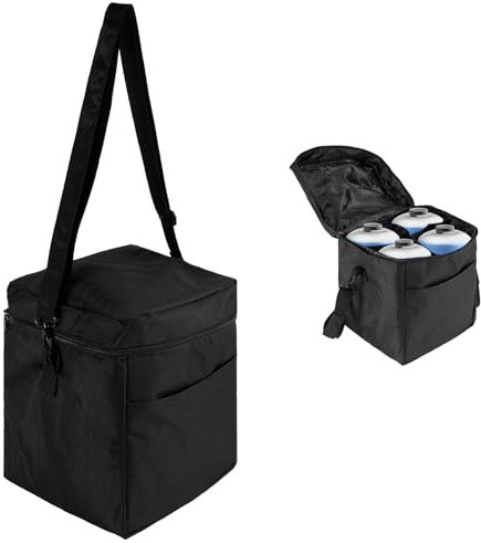 Lyreh 16oz Propane Tank Bag, Small Propane Gas Tank Pouch to Hold 4 Mini Fuel Cylinders with Adjustable Shoulder Strap Detachable Padded Divider for Camping BBQ Outdoor Cooking Bag Only