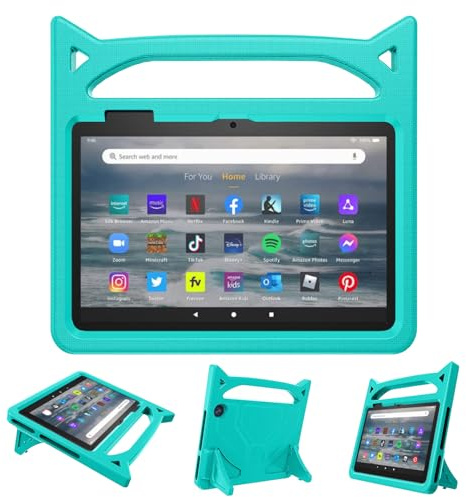 RIAOUR 7inch Tablet Case for Kids, Lightweight Shockproof Kid-Proof Cover with Handle Stand for 7 inch Tablet Kids Case Incompatible iPad Samsung Lenove TCL Onn 7inch Tablet (Light Blue)